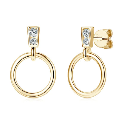 925 Sterling Silver Circle Dangle Drop Earrings for Women Moissanite Stud Earrings Minimalist Wedding Party Jewelry 2024