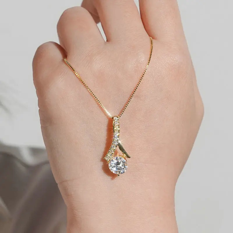 2025 Luxury 1CT 2CT 3CT Round Moissanite Infinity Pendant Necklace for Women Adjustable Chain S925 Silver Valentine's Gift