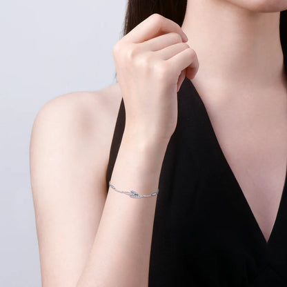 2024 Trendy 18k Rose Gold Plated Delicate 2mm D Color Moissanite Leaf Bracelet  925 Silver Chain for Women Wedding Jewelry Gift