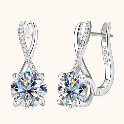 Real 925 Sterling Silver Infinity Hoop Earrings for Women 4.10ctw. Moissanite Drop Earrings Luxury Wedding Jewelry Certificate