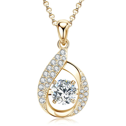 2024 New 6.5mm 1ct Round Moissanite Necklace Water Drop Pendant Women 925 Sterling Silver Jewelry for Wedding Party Gift GRA