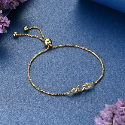 2024 Trendy Stretch Adjustable Moissanite Bracelet Real 925 Silver Plated Gold Bracelet for Women Fine Jewelry Gift Hand Chain