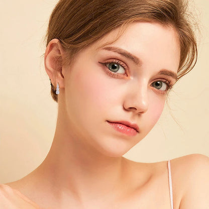 Luxury 1.86CTW 5mm Moissanite Drop Hoop Earrings for Women Real 925 Silver 4-stone Clip Earring Wedding Party Jewelry Gift