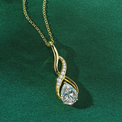 7x10mm 2ct Pear Cut Moissanite Infinity Pendant Necklace for Women 925 Sterling Silver Adjustable Chain Fine Jewelry Gift