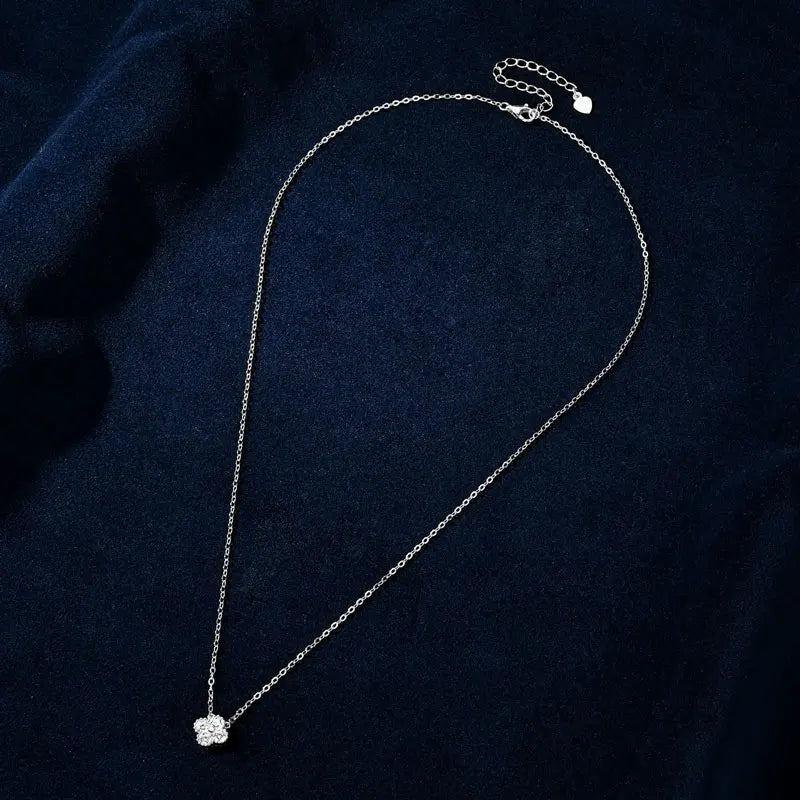 Clover Flower Pendant Necklace 3mm Moissanite for Women Adjustable 925 Silver Chain VVS1 Lab Diamond Necklace Collar Gifts