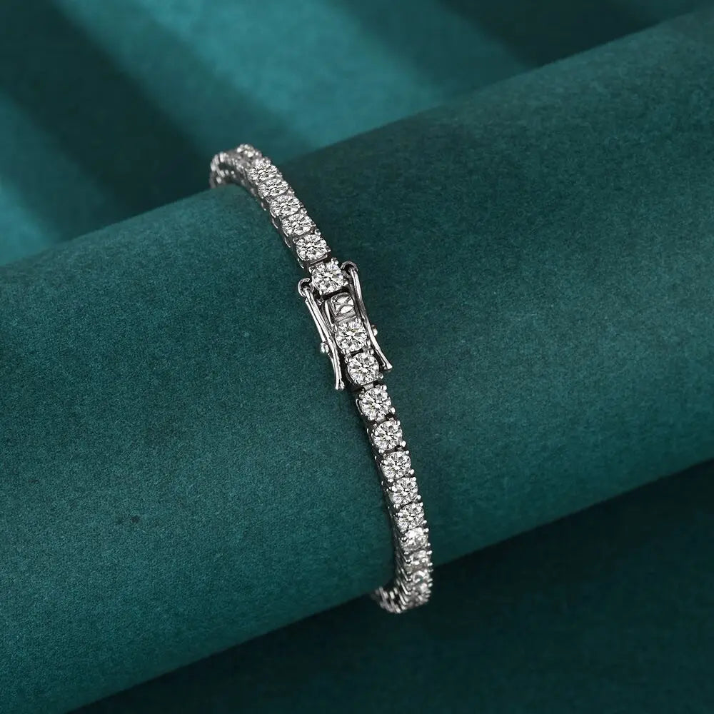 D VVS1 Moissanite Tennis Bracelet Original 925 Sterling Silver GRA Certified Bracelets for Women Man Plated 18k White Gold