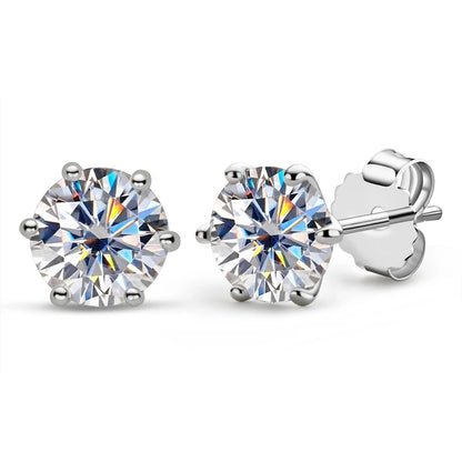 Real 3 Carat 2ct D Color GRA Moissanite Stud Earrings for Women 1ct Solid 925 Sterling Silver Fine Jewelry 18K Gold Plated