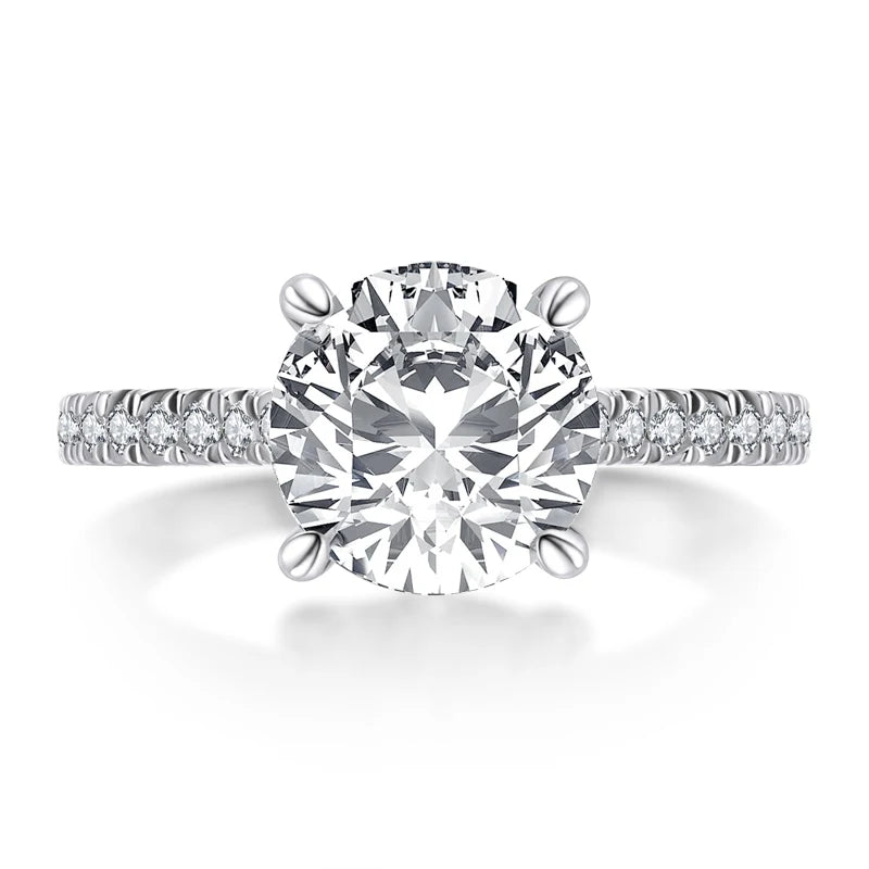 925 Sterling Silver 3ct Round Cut Engagement Rings Sparkling Zirconia Wedding Jewelry Luxury Pave Single Row Ring For Girl