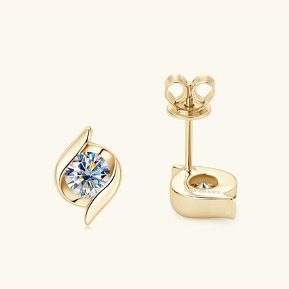 Gold Plated Silver 925 Real Moissanite Jewelry Set – 2.0ctw D Color Lab Diamond Earrings & Necklace Women Gift