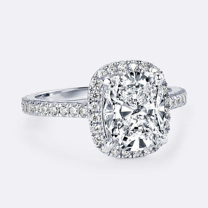 Original 4.0 Carat Cushion Cut Moissanite Wedding Ring 925 Sterling Sliver Promise Ring Bands for Women Engagement Jewelry