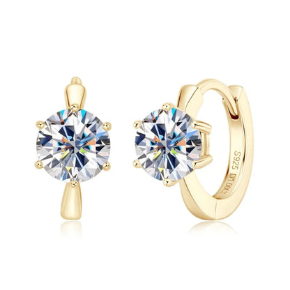 Solitaire 6.5mm 1.0ct Moissanite Hoop Earrings for Women Real 925 Sterling Silver Sparking Diamond Wedding Jewelry Gifts