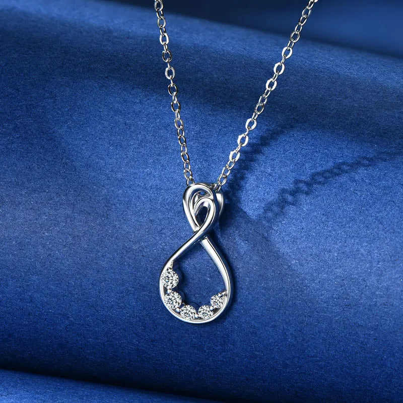 Infinity Necklace S925 D Round Moissanite Pendant Necklaces 925 Silver for Women Adjustable Chain GRA Certified Infinite Jewelry