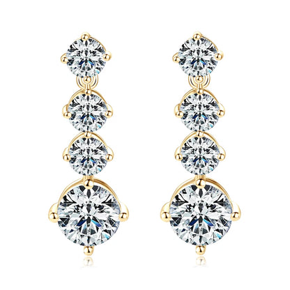 Original 2.0CT Moissanite Drop Earrings 925 Silver Long Dangle Piercing Ear Earrings Wedding Jewelry for Women Gifts Certificate