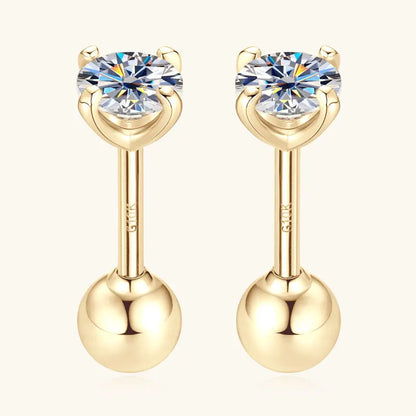 10K Yellow Gold Moissanite Sparking Stud Earrings for Couple Men Women Real Gold Wedding Jewelry D Color VVS1 Lab Diamond