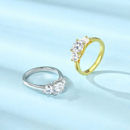 3 Stones D Moissanite Ring Real 925 Sliver Promise Rings for Women Engagement Wedding Jewelry 6.5mm 5mm Lab Diamond Bands