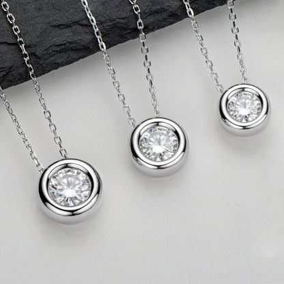 2025 Sparking 1ct 2ct 3ct D Moissanite Pendant Necklace for Women Adjustable 925 Silver Chain Fine Jewelry Valentine's Day Gift