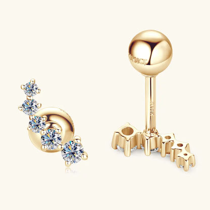 Real Gold 10k D-E Moissanite Stud Earrings Yellow Gold  5-stone Mini Earrings GRA Certified Wedding Engagement Jewelry for Women