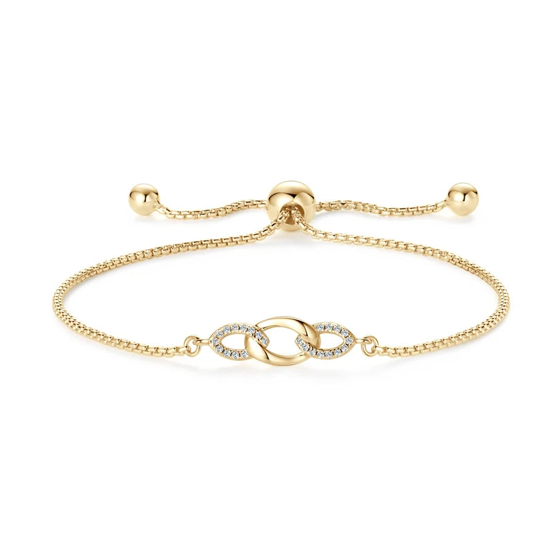 2024 Trendy Stretch Adjustable Moissanite Bracelet Real 925 Silver Plated Gold Bracelet for Women Fine Jewelry Gift Hand Chain