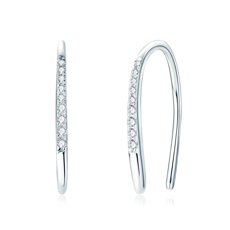 2024 Stylish U-Shaped Moissanite Earrings for Women 925 Sterling Silver Piercing Ear Hanging Earring GRA Fine Jewelry Gift