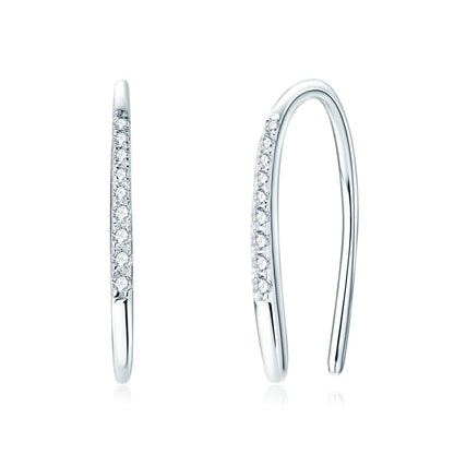 2024 Stylish U-Shaped Moissanite Earrings for Women 925 Sterling Silver Piercing Ear Hanging Earring GRA Fine Jewelry Gift