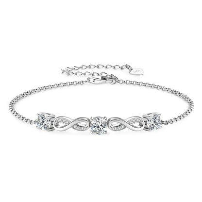 18k Gold Plated 5mm 1.5CTW Moissanite Infinity Bracelet 925 Silver Chain Bracelet for Women Anniversary Wedding Jewelry 2024 New