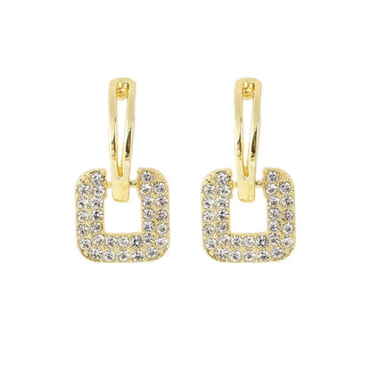 Moissanite Drop Square Stud Earrings for Women Real 925 Silver Piercing Ear Jewelry D Color Wedding Party Daily Wear Gifts