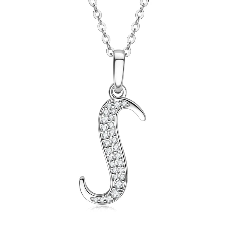 Name Necklace 26 Letter Initial Moissanite Pendant Real Silver 925 for Couples Women Men Valentine's Day Gift Fine Jewelry