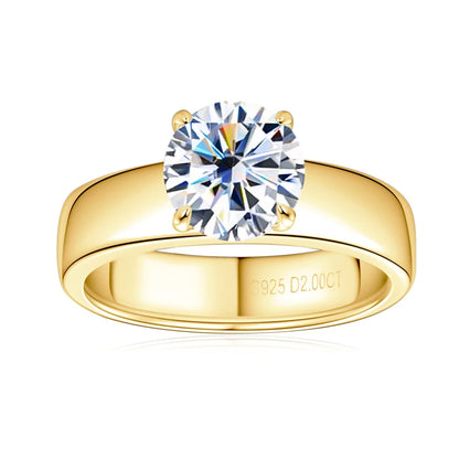18k Gold Plated 925 Sliver 2ct 8mm Moissanite Ring for Couple Women Men Chunky Engagement Wedding Rings Wide Finger Bands