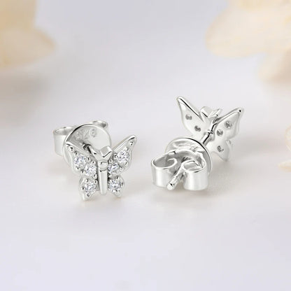 Mini Needles Stud Earrings 925 Sterling Silver for Women with D Color Moissanite Lovely Piercing Jewelry with Certificate