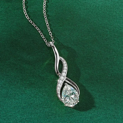 7x10mm 2ct Pear Cut Moissanite Infinity Pendant Necklace for Women 925 Sterling Silver Adjustable Chain Fine Jewelry Gift