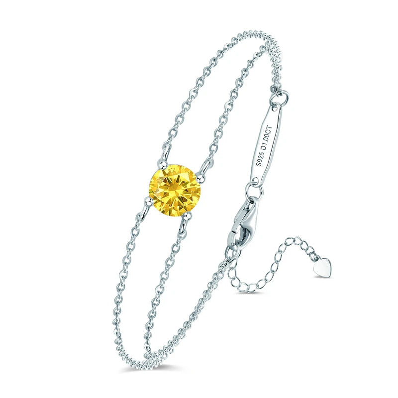 Colorful 12 Birthstone Bracelet for Women Real 925 Silver Chain 6.5mm Lab Diamond Moissanite Zircon Birthday Charm Jewelry Gift