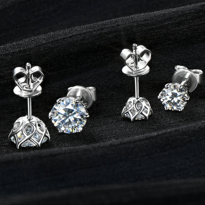 Real 3-6.5mm D Color 2CT Moissanite Diamond Stud Earrings 925 Silver for Women men Piercing Earrings Classic Jewelry Certificate