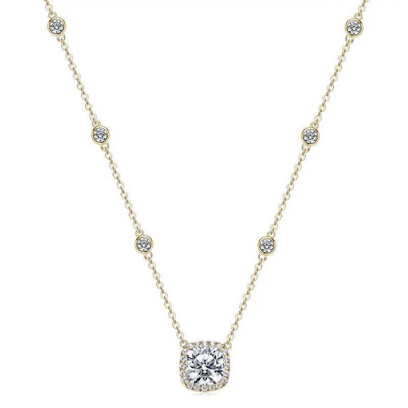 2.5 Carat Cushion Cut Moissanite Pendant Necklaces Adjustable 925 Silver Chain for Women Gift Birthday Jewelry 2025 Trend