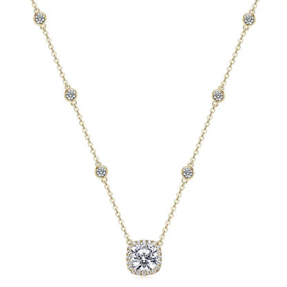 2.5 Carat Cushion Cut Moissanite Pendant Necklaces Adjustable 925 Silver Chain for Women Gift Birthday Jewelry 2025 Trend