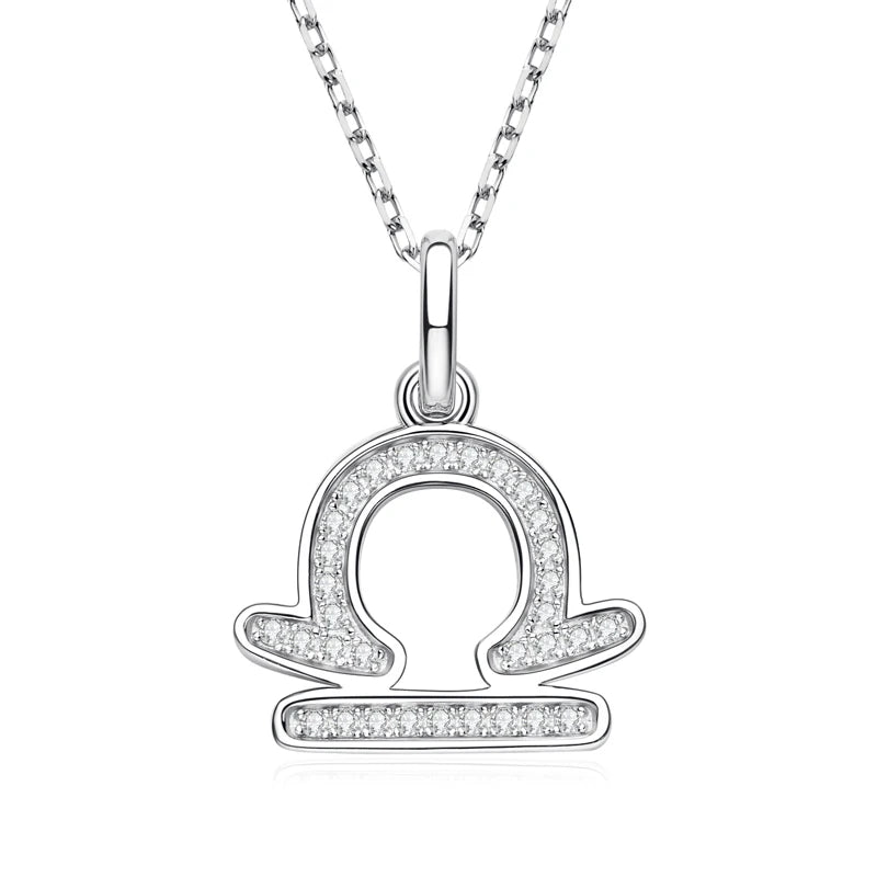 925 Sterling Silver Zodiac Sign 12 Constellation Pendant Micro-Set 1mm Moissanite Necklace Charm For Women Jewelry Birthday Gift