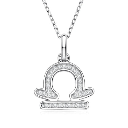 925 Sterling Silver Zodiac Sign 12 Constellation Pendant Micro-Set 1mm Moissanite Necklace Charm For Women Jewelry Birthday Gift