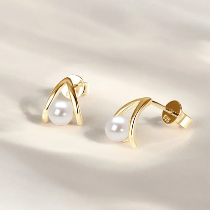 Original 925 Silver 5mm 0.5ct Round D Moissanite Triangle Stud Earrings  for Women Fashion A-shape Party Jewelry Hypoallergenic