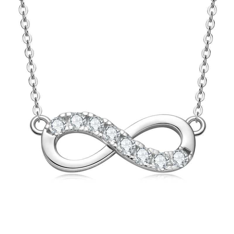 0.48CTW. Round Real Moissanite Forever Love Infinity Necklace 925 Silver Women Jewelry Birthday Gifts Pass Diamond Tester