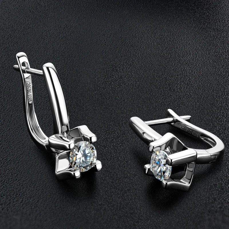 Authentic 925 Sterling Silver Jewelry 5.0mm D Color Moissanite Hoop Earrings for Women Girls Engagement Gift Free Shipping