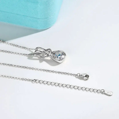 Knot Design 8mm 2ct D Moissanite Pendant Necklace for Women Adjustable 925 Silver Chain 2025 Trendy Charm Jewelry Gifts