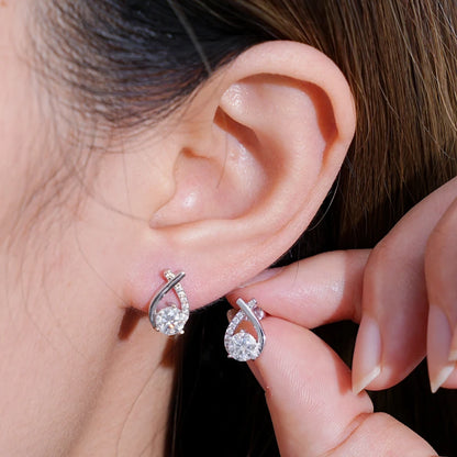 Mini Needles Stud Earrings 925 Sterling Silver for Women with D Color Moissanite Lovely Piercing Jewelry with Certificate