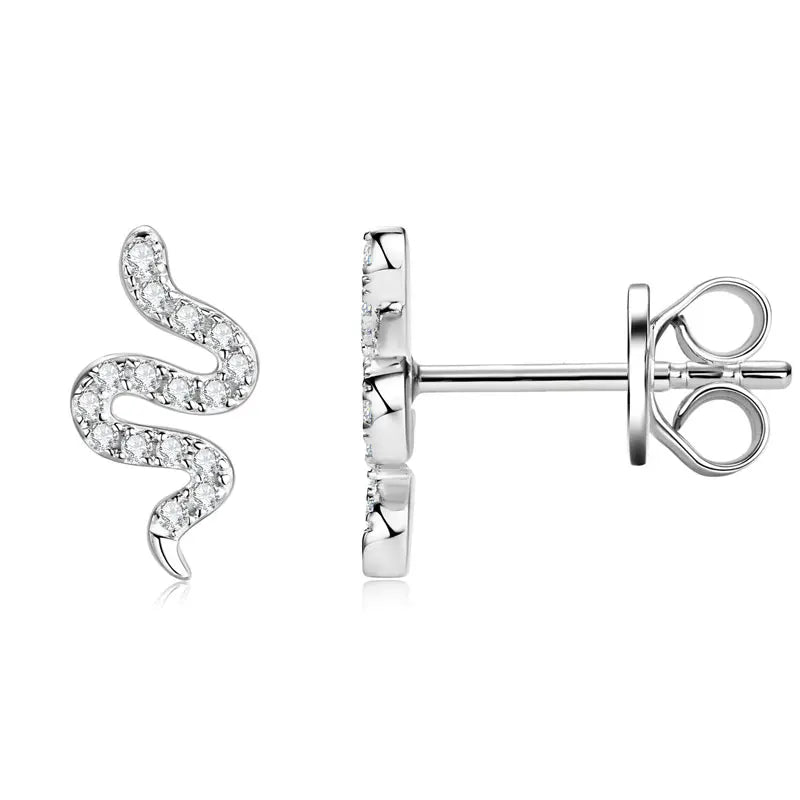 D Moissanite Stud Earrings for Women Men 925 Silver Trendy Personality Snake Earrings 2025 New Fine Jewelry GRA Certified