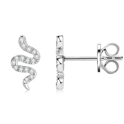 D Moissanite Stud Earrings for Women Men 925 Silver Trendy Personality Snake Earrings 2025 New Fine Jewelry GRA Certified