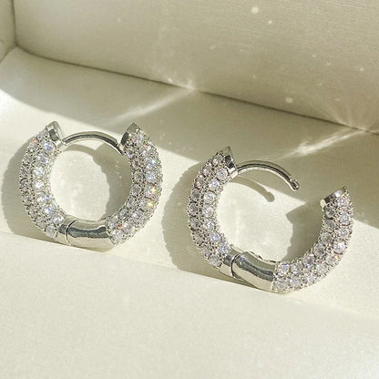 Micro Paved Full Moissanite Hoops Earrings Silver 925 Dazzling Diamond Ear Luxury Jewelry for Women Men Party Wedding Gift
