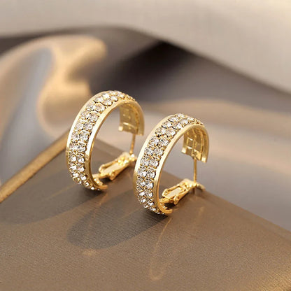 Real S925 Silver Full Moissanite Earrings Hoop 2024 Fashion Sparking Clip Earrings Wedding Valentine Gift for Women Korean