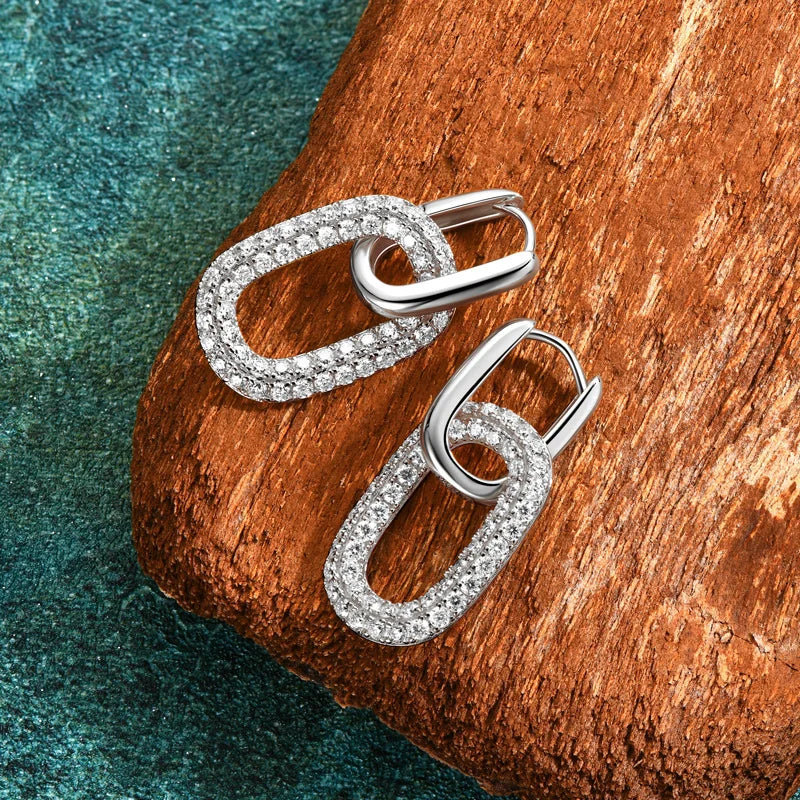 2025 0.86CTW. Pave Moissanite Hoop Huggie Earrings for Women 925 Silver Luxury Skeleton Design Earring Original Fine Jewelry GRA