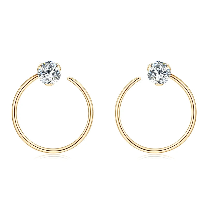 100% 925 Silver Circle Piercing Earrings for Women 4mm 0.3ct Moissanite Earring Studs Threader Wedding Party Jewelry 2024