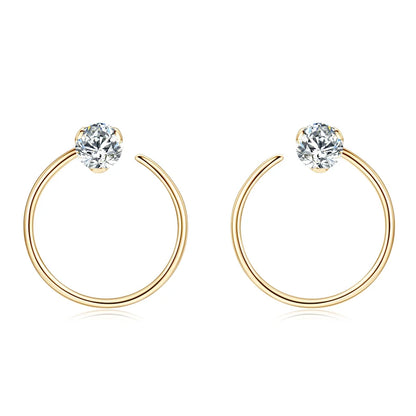 100% 925 Silver Circle Piercing Earrings for Women 4mm 0.3ct Moissanite Earring Studs Threader Wedding Party Jewelry 2024