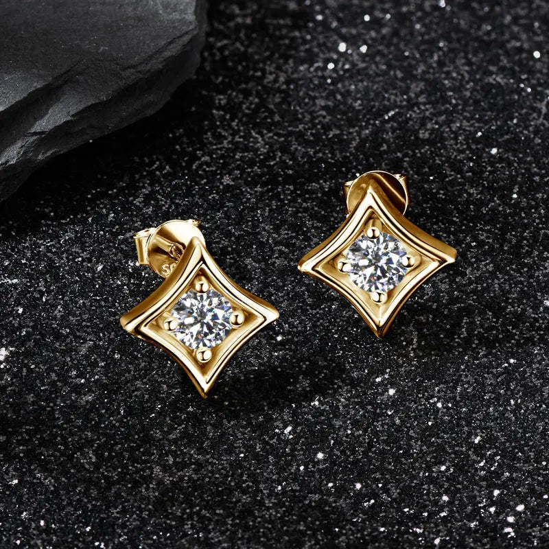 Mini Needles Stud Earrings 925 Sterling Silver for Women with D Color Moissanite Lovely Piercing Jewelry with Certificate