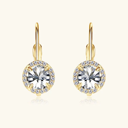 Tren-dy 6.5mm 1.0CT Moissanite Drop Earrings for Women 925 Silver 18k Gold Plated Clip Hoop Earrings Wedding Jewelry Gifts